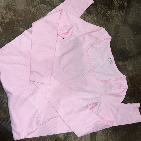 Shein Pink Long Sleeve Ribbed Bodysuit - Picture 3 of 3